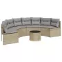 Divano Giardino Tavolo e Cuscini Semicircolare Beige Polyrattan