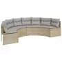 Divano Giardino Tavolo e Cuscini Semicircolare Beige Polyrattan