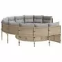 Divano da Giardino con Cuscini Circolare Beige in Polyrattan