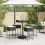 Set Bar da Giardino 5 pz con Cuscini in Polyrattan Nero