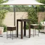 Set Bar da Giardino 3 pz con Cuscini in Polyrattan Marrone