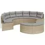 Set Divani da Giardino Semicircolare 2 pz in Polyrattan Beige