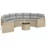 Divano Giardino Tavolo e Cuscini Semicircolare Beige Polyrattan