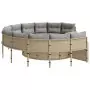 Divano da Giardino con Cuscini Circolare Beige in Polyrattan