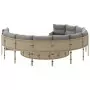 Divano da Giardino con Cuscini Circolare Beige in Polyrattan