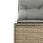 Divano Giardino con Tavolo e Cuscini Circolare Beige Polyrattan