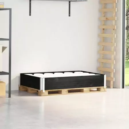 Paretale per Pallet Nero 120x80 cm in Legno Massello di Pino