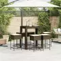 Set Bar da Giardino 7 pz con Cuscini in Polyrattan Marrone