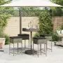 Set Bar da Giardino 5 pz con Cuscini in Polyrattan Grigio