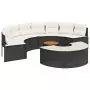 Set Divani da Giardino Semicircolare 3 pz in Polyrattan Nero