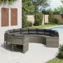 Divano da Giardino con Cuscini Circolare Grigio in Polyrattan