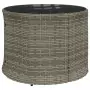 Divano da Giardino Tavolo e Cuscini Circolare Grigio Polyrattan