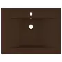 Lavabo con Foro Rubinetto Marrone Scuro Opaco 60x46cm Ceramica