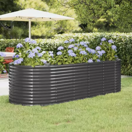 Vaso Giardino Acciaio Verniciato Polvere 249x100x68cm Antracite