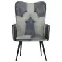 Poltrona Wingback Grigia in Vera Pelle