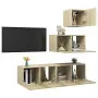 Set Porta TV 4 pz Rovere Sonoma in Truciolato