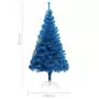 Albero di Natale Artificiale con Supporto Blu 210 cm PVC