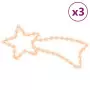 Figure Natalizie Stelle Comete 48 LED 3pz Bianco Caldo 65x28 cm