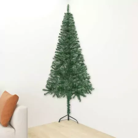 Albero di Natale Artificiale ad Angolo con Supporto Verde 150 cm PVC