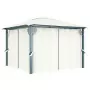 Gazebo con Tende Stringa di Luci LED 300x300 cm Crema Alluminio