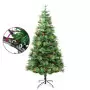 Albero di Natale con LED e Pigne Verde 225 cm in PVC e PE