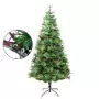 Albero di Natale con LED e Pigne Verde 195 cm PVC e PE