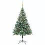 Set Albero Natale Satinato con LED Palline e Pigne 150 cm