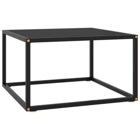 Tavolino da Salotto Nero con Vetro Nero 60x60x35 cm