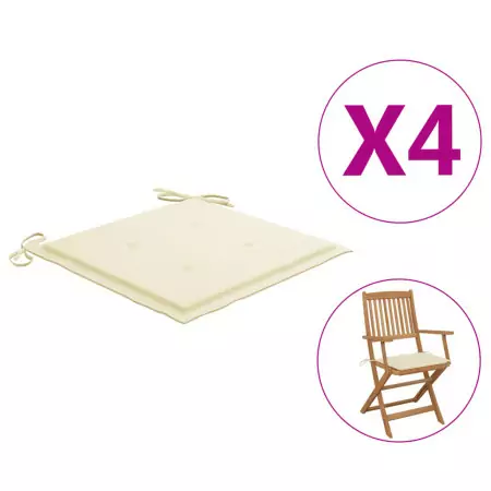 Cuscini per Sedie da Giardino 4 pz Crema 40x40x3 cm