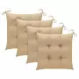 Sedie da Giardino con Cuscini Beige 3 pz Massello di Teak