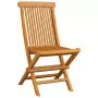 Sedie da Giardino con Cuscini Beige 4 pz Massello di Teak