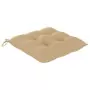 Sedie da Giardino con Cuscini Beige 4 pz Massello di Teak