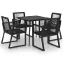 Set da Pranzo da Giardino 5 pz in Rattan PVC Nero