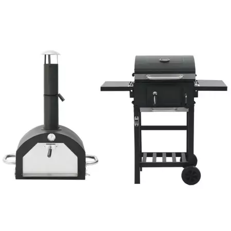 Forno per Pizza e Barbecue 3-in-1 Nero