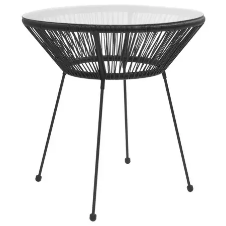 Tavolo da Giardino Nero 70x74 cm in Rattan e Vetro