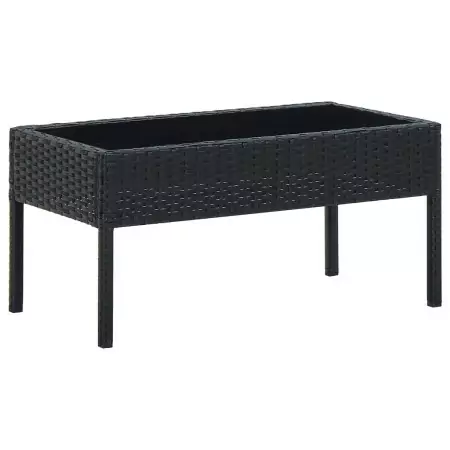 Tavolo da Giardino Nero 75x40x37 cm in Polyrattan