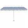 Tenda da Sole Retrattile Manuale con LED 400x300cm Blu e Bianca