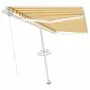 Tenda da Sole Retrattile Manuale e LED 400x300 cm Gialla Bianca