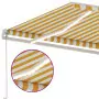 Tenda da Sole Retrattile Manuale e LED 400x300 cm Gialla Bianca