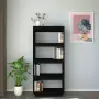 Libreria/Divisorio Nero 60x35x135 cm in Legno Massello di Pino