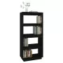 Libreria/Divisorio Nero 60x35x135 cm in Legno Massello di Pino