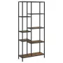 Scaffale per Libri 80x30x180 cm Acciaio e Legno Multistrato