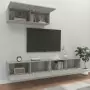 Set di Mobili Porta TV 3 pz Grigio Cemento in Legno Multistrato