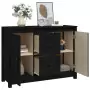 Credenza Nera 100x35x74 cm in Legno Massello di Pino