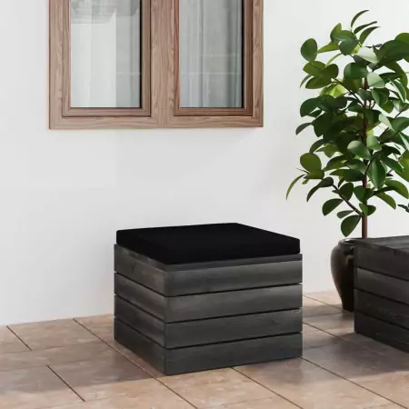 Pouf da Giardino su Pallet con Cuscino in Legno di Pino