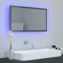 Specchio da Bagno con LED Grigio Lucido 80x8,5x37 cm Truciolato