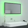 Specchio da Bagno con LED Grigio Lucido 80x8,5x37 cm Truciolato