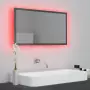 Specchio da Bagno con LED Grigio Lucido 80x8,5x37 cm Truciolato