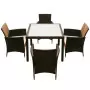 Set da Pranzo da Giardino 5 pz con Cuscini Polyrattan Marrone