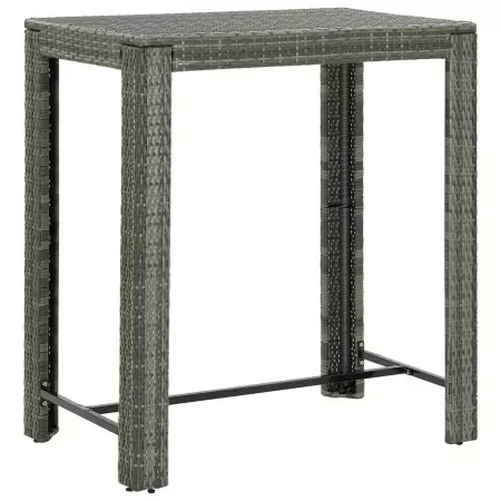 Tavolo da Bar da Giardino Grigio 100x60,5x110,5 cm Polyrattan